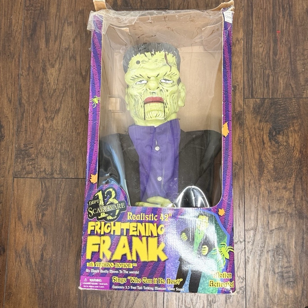 Vtg Dept 13 Scareware Frightening Frank 42" Animated Frankenstein HalloweenWORKS